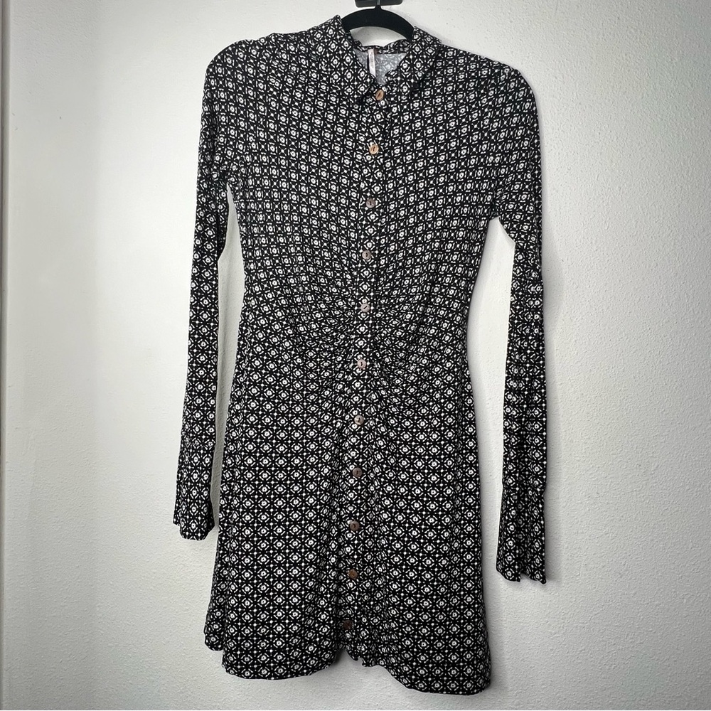 Free People Shayla Long Sleeve Mini dress In Vintage Combo, size M - Picture 3 of 8